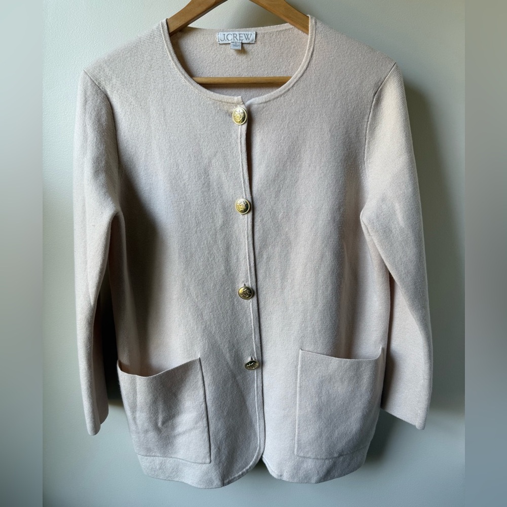 J CREW Giselle Sweater Blazer Lady Jacket Cardigan Old‎ Money Classic Neutral S